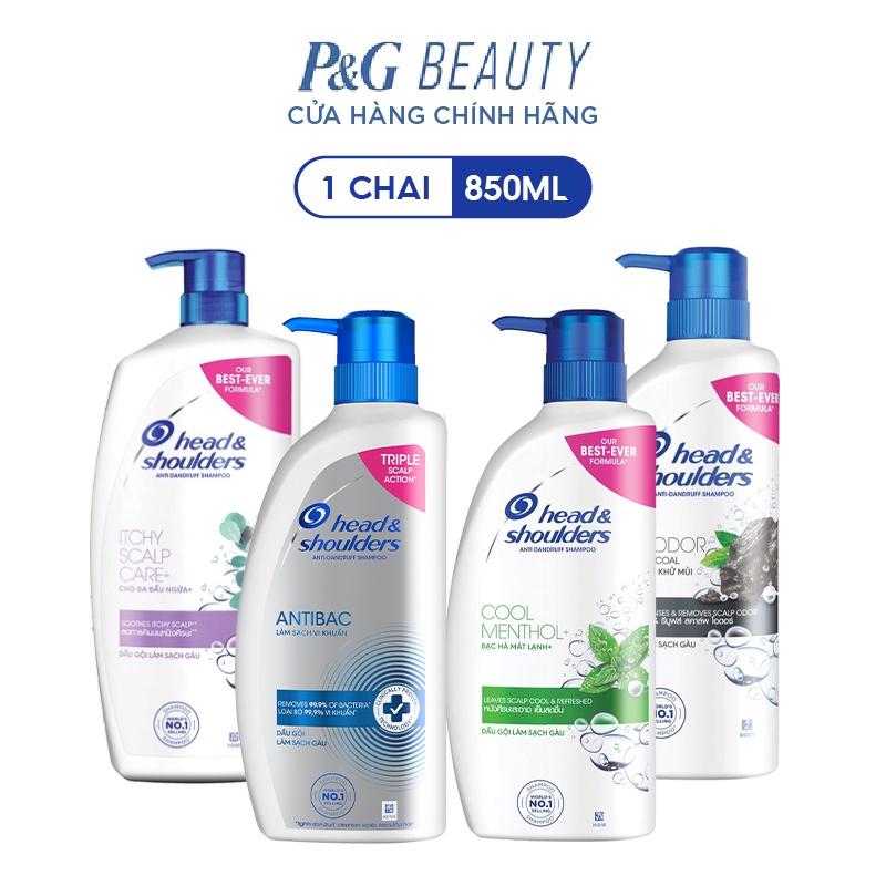 Dầu Gội HEADSHOULDERS chai 850ml Bạc Hà / Da Đầu Ngứa/ Hương Chanh/ Than Hoạt Tính