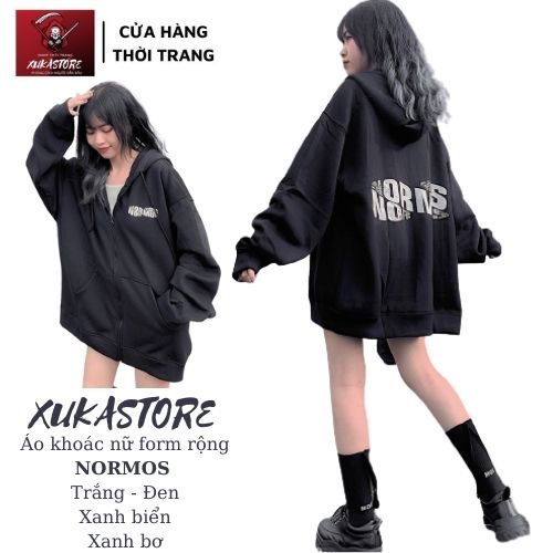 Áo khoác nữ nỉ Chống nắng Cho Nam Nữ Form Rộng in hình Normos Kiểu Unisex có dây kéo Ulzzang XUKA SHOP