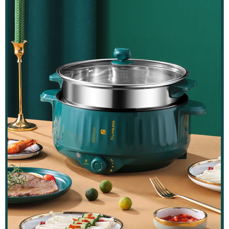 Nồi Lẩu Đa Năng 2 Tầng - 2IN1 Kèm Giá Hấp Inox, Lẩu Hấp, Xào Chiên