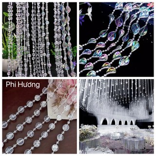 Gói 1 mét dây chuỗi trang trí tiệc cưới, dây rèm hạt cườm nhựa trang trí sân khấu