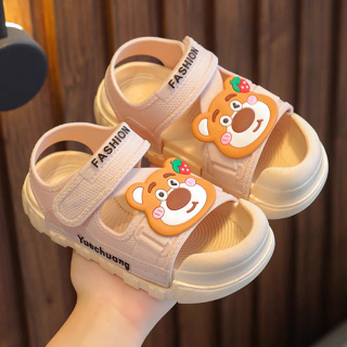 Giày quai dán cho bé trai bé gái mẫu mới gấu dâu bảo vệ mũi chân- lùi size