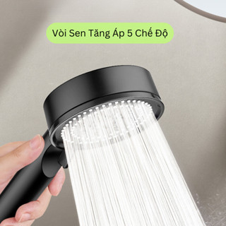 Vòi Sen Tăng Áp 5 Chế Độ, Tiết Kiệm Nước Màu Đen Sang Trọng, Tia Nước Nhỏ Áp Lực Cao