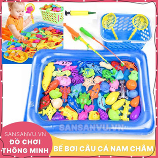 Đồ chơi câu cá nam châm cho bé  Bể hơi, cần câu, bơm và cá