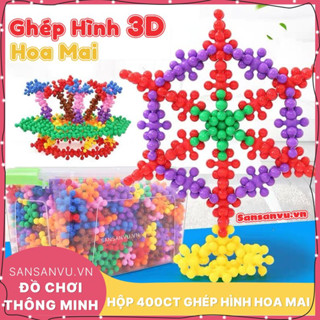 Đồ chơi xếp hình hoa mai 3D màu macaron xoay chiều, mô hình lắp ráp hoa tuyết cho bé
