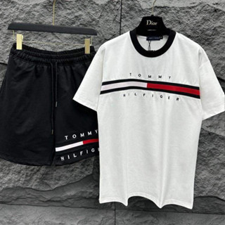 Đồ Bộ TOMMY Cộc Mùa hè, Bộ Quần Áo Mùa Hè Phối Họa Tiết TOMMY Phong Cách Boy Phố Chất Cotton
