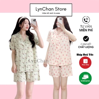 Pijama  Quần Cộc Mềm Mịn Họa tiết cute gấu thoáng mát mùa hè mát lạnh bộ ngủ hình hoa quả LYNCHAN02