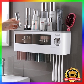 Bộ Nhả Kem Đánh Răng Tự Động, Kệ Để Đồ Phòng Tắm Cao Cấp Không Khoan Tường