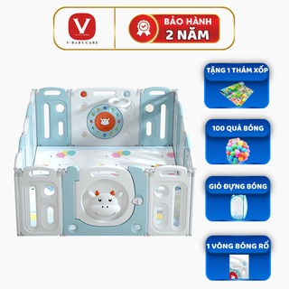 Quây Cũi Nhựa Cho Bé VBABY - Gấp Gọn Hình Bò  Hình Gấu