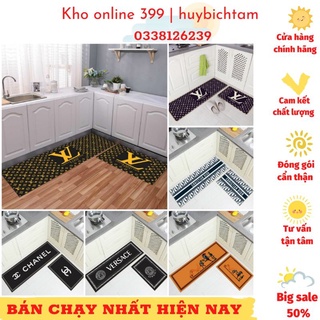 bộ 2 thảm bếp lv nỉ nhung chống trượt thấm hút tốt, thảm chùi chân, thảm lau chân mẫu thương hiệu