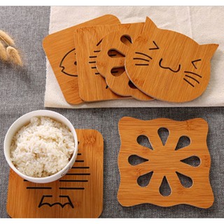 Miếng Lót Nồi Cách Nhiệt Gỗ Ép Hình Ngộ Nghĩnh - Tấm Đế Bằng Gỗ Cách Nhiệt Phụ Kiện Bàn Ăn