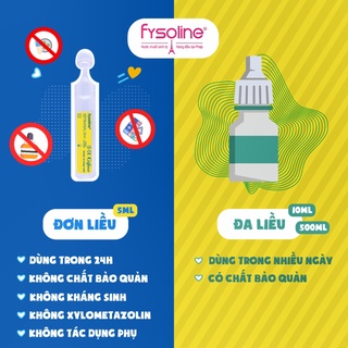 Nước muối sinh lý Fysoline vệ sinh mắt, mũi, miệng cho bé - combo 05 ống hồng + 05 ống vàng 5ml