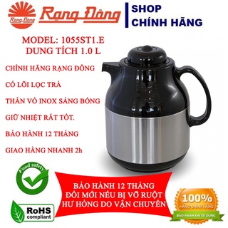 Phích nước rạng đông bình pha trà giữ nhiệt đựng nước nóng dung tích 1.0 lít vỏ inox có lưới lọc.