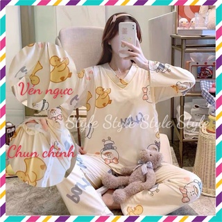 Bộ đồ bầu sau sinhBộ mặc nhà THUN SỮA mềm mát thiết kế tiện lợi vén ngực cho bé ti BD940