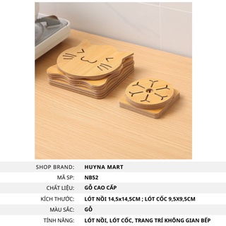 Miếng Lót Nồi, Lót Cốc Chất Liệu Gỗ Cao Cấp 9.5-14.5cm  NB52