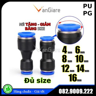 Nối thẳng PU 2 đầu ống hơi, ống phun sương, nối giảm khí nén PG