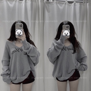 Set Áo Len Tay Dài Dáng Rộng Đen / Xám