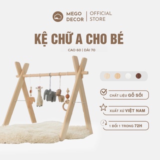 Kệ chữ A bằng gỗ sồi an toàn cho bé kệ treo đồ chơi trẻ em