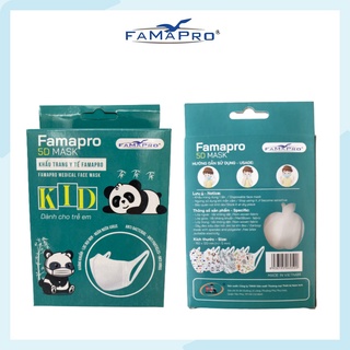 Khẩu trang y tế trẻ em kháng khuẩn 3 lớp Famapro 5D MASK KID quai vải
