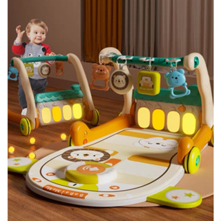 Kids Fitness Thảm nhạc cho bé sơ sinh kiêm xe tập đi 2IN1, đồ chơi cho trẻ 0-12 tháng tuổi nằm chơi, nghe nhạc đàn piano