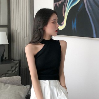 Áo Dệt Kim Sát Nách Thiết Kế Trễ Vai Quyến Rũ Áo Croptop