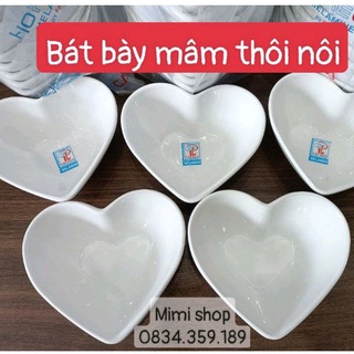 Bát tim nhựa, muỗng bày mâm thôi nôi hàng cao cấp bóng, trắng như sứ