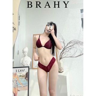 Bộ đồ lót ren Bralette đỏ hoa có mút mỏng mang cực thoải mái, đường may tỉ mỉ hàng thiết kế BRAHY 143