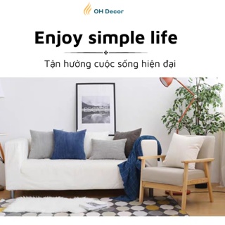 Vỏ gối tựa lưng sofa nhung tăm sọc vuông 45x45cm cao cấp trang trí sofa đủ màu sắc