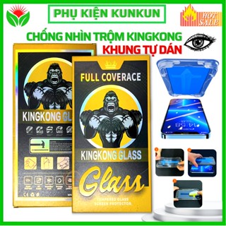 Cường lực KingKong iphone chống nhìn trộm có khung tự dán 11 pro max 12 14 15 pro max 13 pro max x xr xs max 7 8 plus