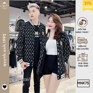 Áo khoác bomber form rộng nam nữ N.Y, Áo hoodies Over size Unisex chất nỉ cotton quynh.anh.1992