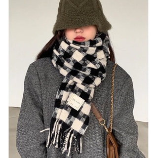 Khăn quàng cổ mùa đông nam nữ kẻ caro phong cách Hàn Quốc loại 1 dày dặn ấm áp bản to Unisex