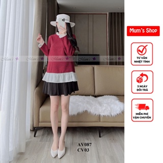 ÁO BẦU XINH MUMS SHOP ???FREESHIP??? Áo bầu tiêu mận cổ bèo
