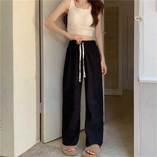 Quần ống rộng nữ Choobe nỉ nhung tăm dày dặn cạp cao co giãn kiểu culottes dáng thụng giữ nhiệt tốt Q72