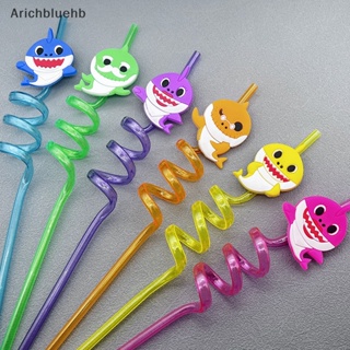 arichbluehb Baby shark ống hút uống trẻ em bé trai bé gái trang trí tiệc sinh nhật bé tắm đầy màu sắc phim hoạt hình anime đồ dùng cho bữa tiệc giảm giá