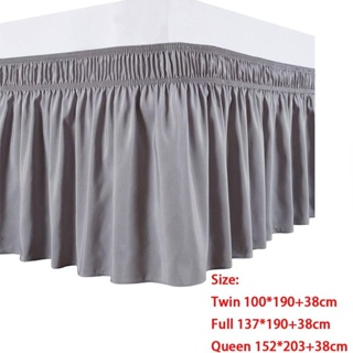 Ynatural Chân Váy Giường Bằng Polyester Mềm Mại Co Giãn Màu Trơn Có Thể Tháo Rời