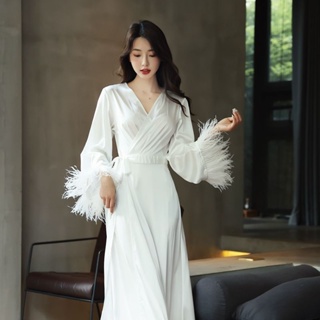 Áo Choàng Ngủ Lông Vũ Phong Cách Trung Hoa Mới Cho Cô Dâu