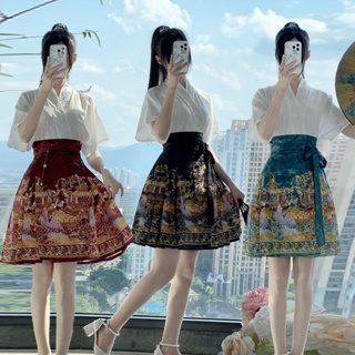 Pan Váy Hán Phục Cách Tân Ngắn Hàng Ngày Phong Cách Trung Hoa Mới mamian skirt hanfu