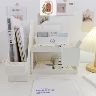 Khay kệ trắng để tài liệu, kệ hồ sơ Muji hộp đựng sách VÁT nhựa cứng đựng sách decor bàn học, trang trí bàn làm việc - Ảnh 2