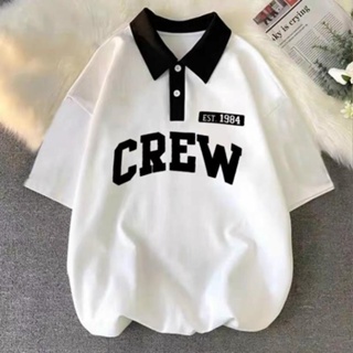 Áo Thun Cổ Bẻ Áo Polo Nam Nữ Form Rộng Tay Lỡ Unisex CREW