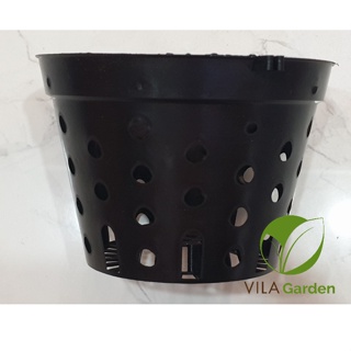 Chậu nhựa trồng lan màu đen nhiều lỗ tròn F14  F21
