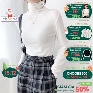 Áo giữ nhiệt nữ Choobe cổ lọ dài tay chất vải cotton mềm mại kiểu dáng suông phong cách thanh lịch A72