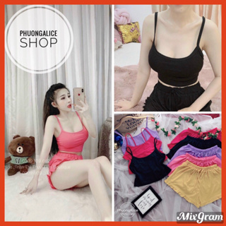 Đồ ngủ, Đồ bộ nữ 2 dây thun đùi mặc nhà- Phuongaliceshop