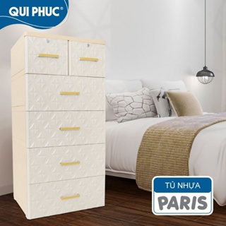 TỦ ĐỰNG QUẦN ÁO PARIS NHỰA QUI PHÚC 5 TÂNG 6 NGĂN- NGANG 60CM-RÔNG 47CM - CAO 1,3M
