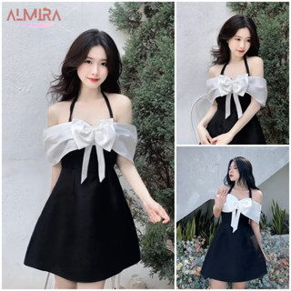 Váy Trễ Vai Tafta Cổ Yếm Nơ Ngực  Video Cận Chất