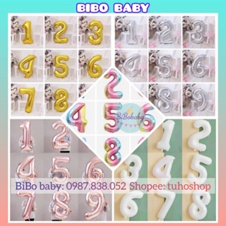 Bóng số 32inch  màu vàng, bạc, rose gold, cầu vồng, trắng - BiBo baby