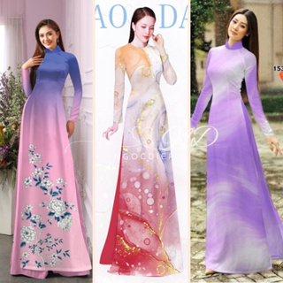 Vải Áo Dài Lá Ombre Chuyển Sắc