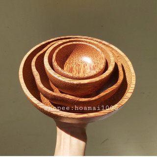 Bộ ăn Tô Gỗ Dừa, Muỗng, Nĩa gỗ dừa tự nhiên, tô pha bột tắm body, tô gỗ xà cừ phong cách Hàn Quốc
