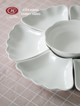 Bộ Bát Đĩa Hoa Mặt Trời Trắng Trơn - Set Bát Đĩa Cúng Gia Tiên - Vỡ 1 Đổi 1