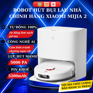 Robot hút bụi lau nhà Xiaomi Mijia 2 thông minh tự động làm sạch giặt giẻ tránh chướng ngại vật
