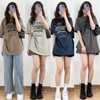 Áo thun basic dáng rộng unisex in chữ nhiều màu
