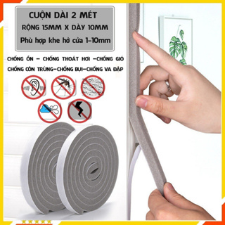 Combo 2 cuộn Ron cửa chống ồn , Mút Dán Khe Cửa Đa Năng Cách Âm, Chắn Gió, Bụi Bẩn Cao Cấp 1.5cmx2m